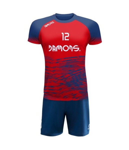 strój siatkarski defender pro p3 junior czerwono-granatowy z pełną sublimacją do szkół i siatkówki halowej