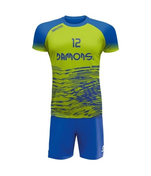 strój siatkarski defender pro p3 junior jasnozielono-chabrowy z pełną sublimacją do szkół i siatkówki halowej