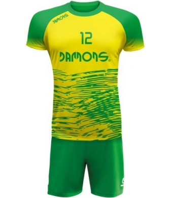 strój siatkarski męski defender pro p3 żółto-zielony do siatkówki halowej z personalizacją