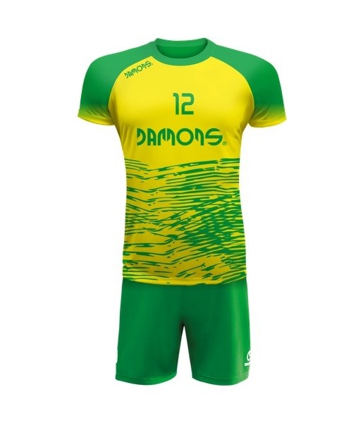 strój siatkarski męski defender pro p3 żółto-zielony do siatkówki halowej z personalizacją