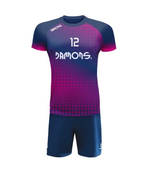 strój siatkarski męski defender pro p4 granatowo-różowy do siatkówki halowej z personalizacją