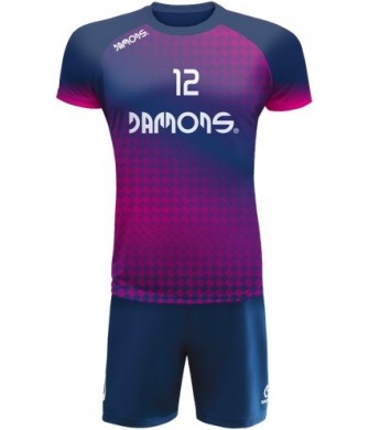 strój siatkarski defender pro p4 junior granatowo-różowy z pełną sublimacją do szkół i siatkówki halowej