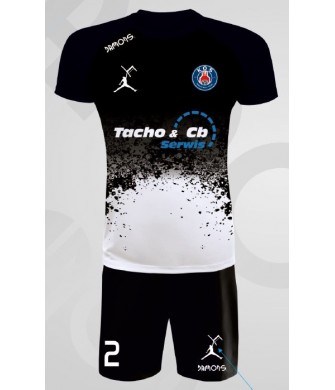 strój siatkarski męski defender pro pn czarno-biały do siatkówki halowej z personalizacją