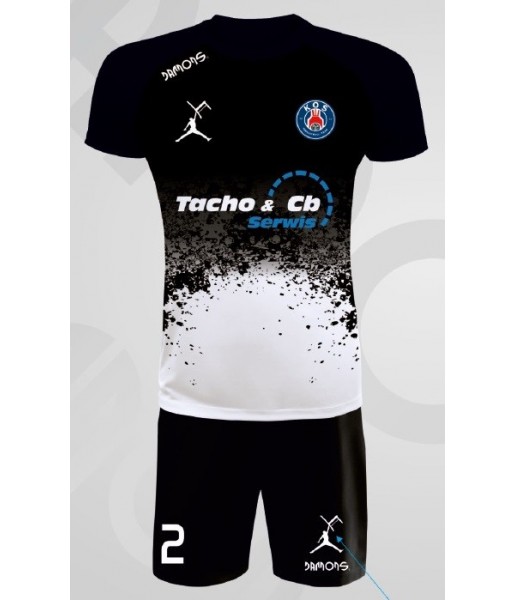 strój siatkarski męski defender pro pn czarno-biały do siatkówki halowej z personalizacją