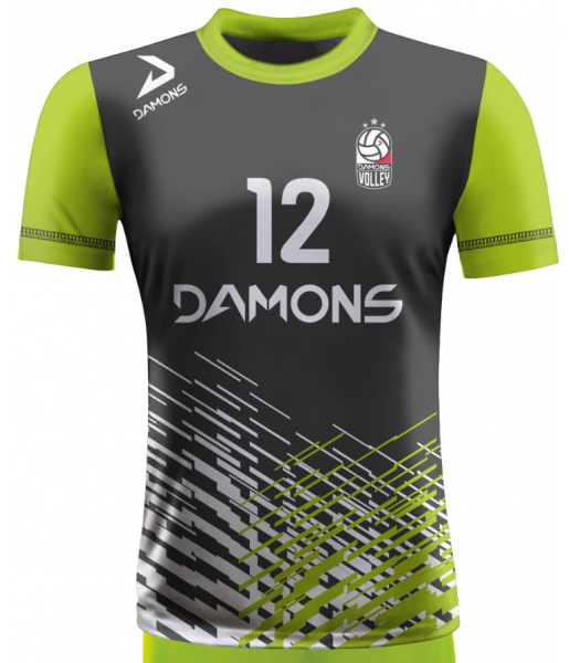 koszulka siatkarska męska omega 2 senior czarno-jasnozielona, sublimacja, szybkoschnąca na halę