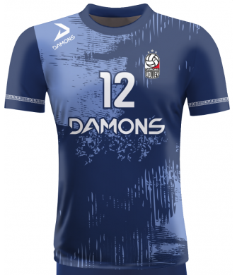 koszulka siatkarska męska omega 10 senior niebieska, sublimacja, szybkoschnąca na halę