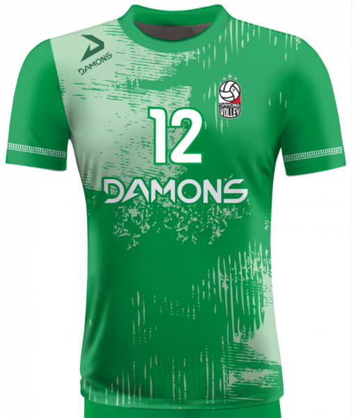 koszulka siatkarska męska omega 10 senior zielono-biała, sublimacja, szybkoschnąca na halę