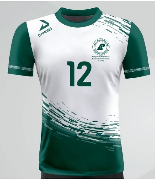 koszulka siatkarska męska omega 3 senior biało-zielona, sublimacja, szybkoschnąca na halę