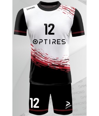 strój siatkarski męski omega 3 biało-czarny, klasyczny komplet meczowy do siatkówki halowej