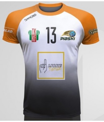 Koszulka Siatkarska Defender Pro PN Junior Biało-Czarno-Pomarańczowa