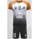 strój siatkarski defender pro p4 junior biało-czarno-pomarańczowy z pełną sublimacją do szkół