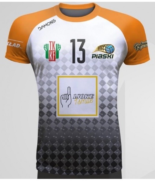 koszulka siatkarska defender pro p4 biało-czarno-pomarańczowa do siatkówki halowej, w pełni sublimowana