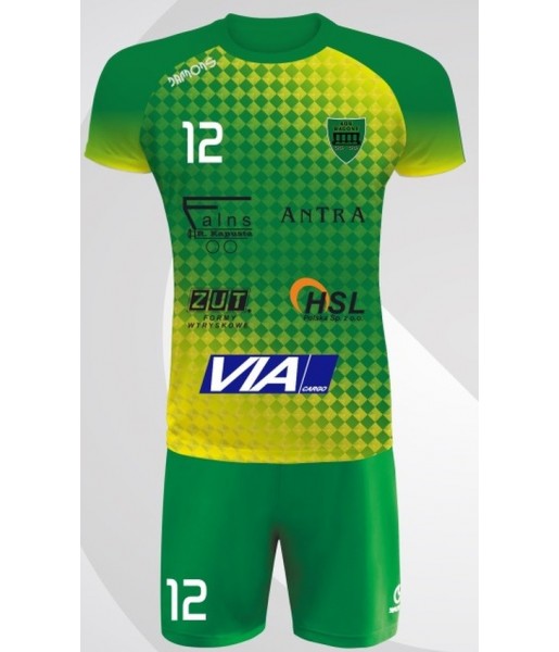 strój siatkarski defender pro p4 junior zielono-żółty z pełną sublimacją do szkół i siatkówki halowej