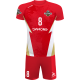 strój siatkarski defender pro p5 junior czerwono-biały z pełną sublimacją do szkół i siatkówki halowej