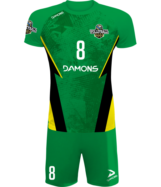 strój siatkarski męski defender pro p5 zielono-czarny do siatkówki halowej z personalizacją