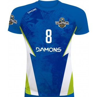 koszulka siatkarska defender pro p5 junior niebiesko-biała dla szkół i klubów w pełnej sublimacji