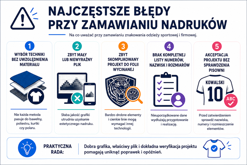 Najczęstsze błędy przy zamawianiu znakowania odzieży sportowej i firmowej