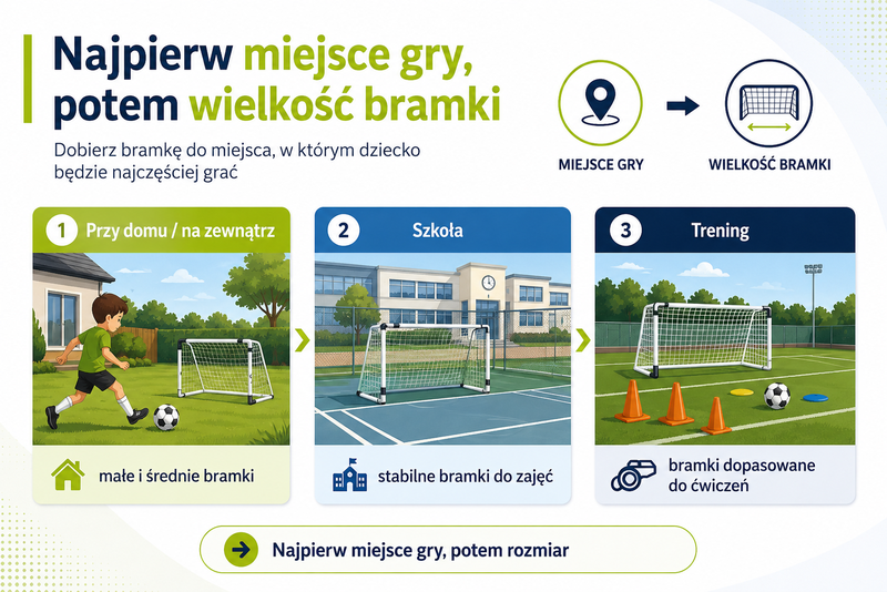 Wybór bramki piłkarskiej dla dziecka według miejsca gry