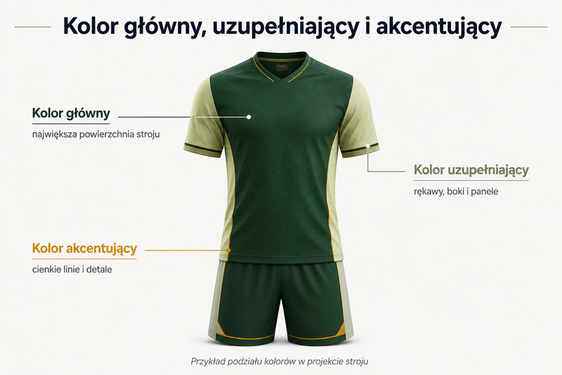Kolor główny, uzupełniający i akcentujący w projekcie stroju sportowego