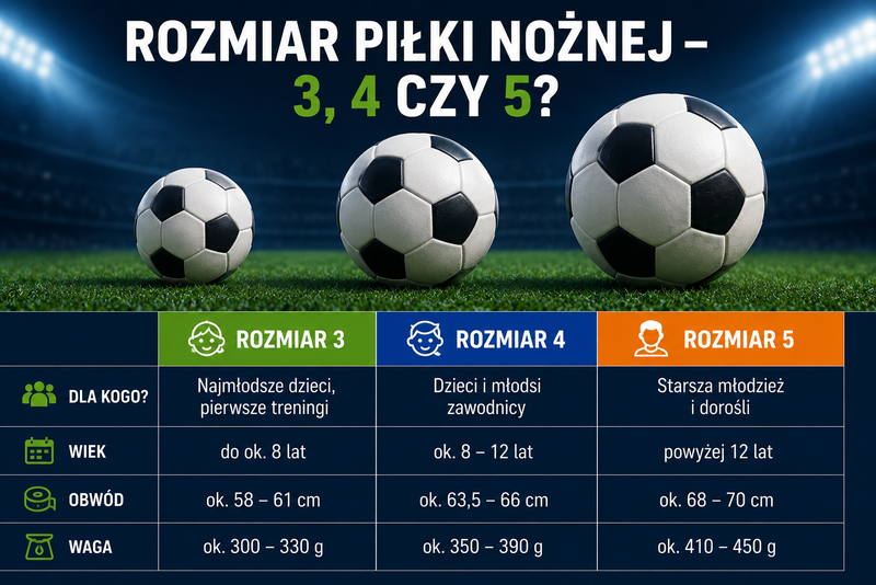 Rozmiary piłek nożnych 3 4 i 5 dla dzieci młodzieży i dorosłych
