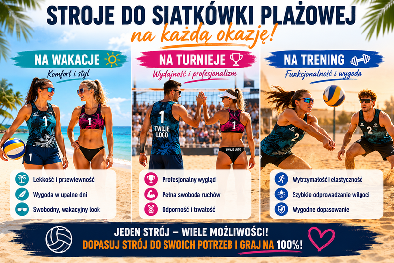 Stroje do siatkówki plażowej na wakacje turniej i treningi