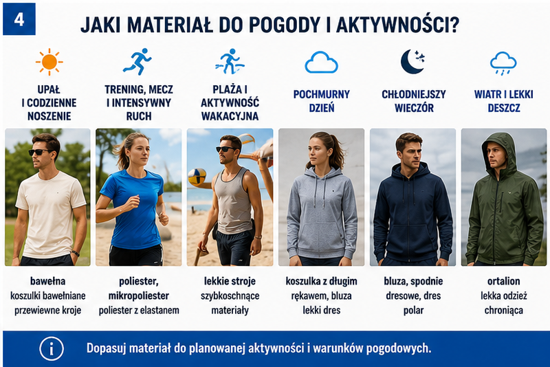 Jaki materiał odzieży sportowej wybrać na upał trening wieczór i deiszcz