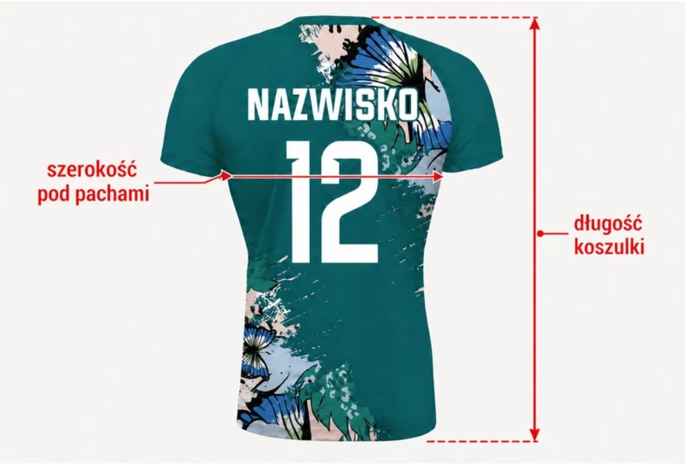 Pomiar koszulki siatkarskiej przed porównaniem z tabelą rozmiarów