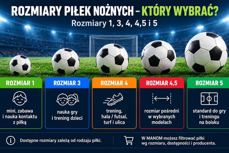 Rozmiary piłek nożnych 1, 3 4 i 5 dla dzieci młodzieży i dorosłych