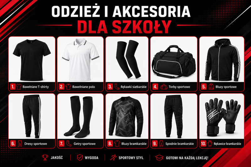 odzież i akcesoria sportowe dla reprezentacji szkoły
