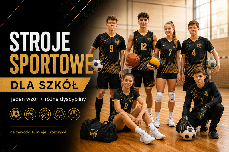 stroje sportowe dla szkół na zawody w spójnym wzorze
